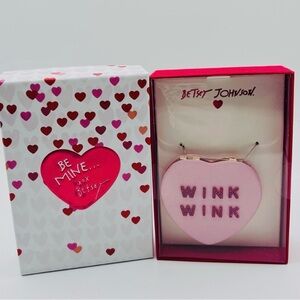 Betsey Johnson Pink Heart Dual Mirror Compact